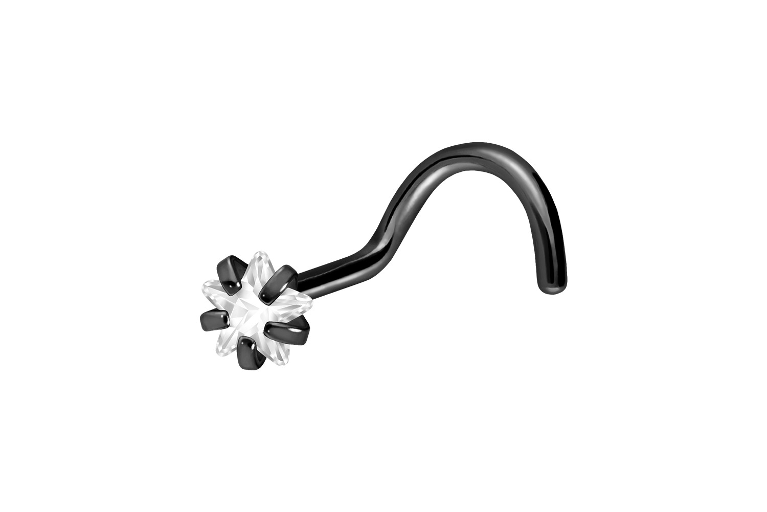 Titan Nasenstecker Nasenpiercing Spirale EINGEFASSTER KRISTALLSTERN